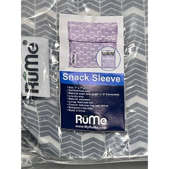 Remu Reusable Snack Sleeves Set Of 3 Gray White 7”x7”x1” Machine Washable - Picture 5 of 5